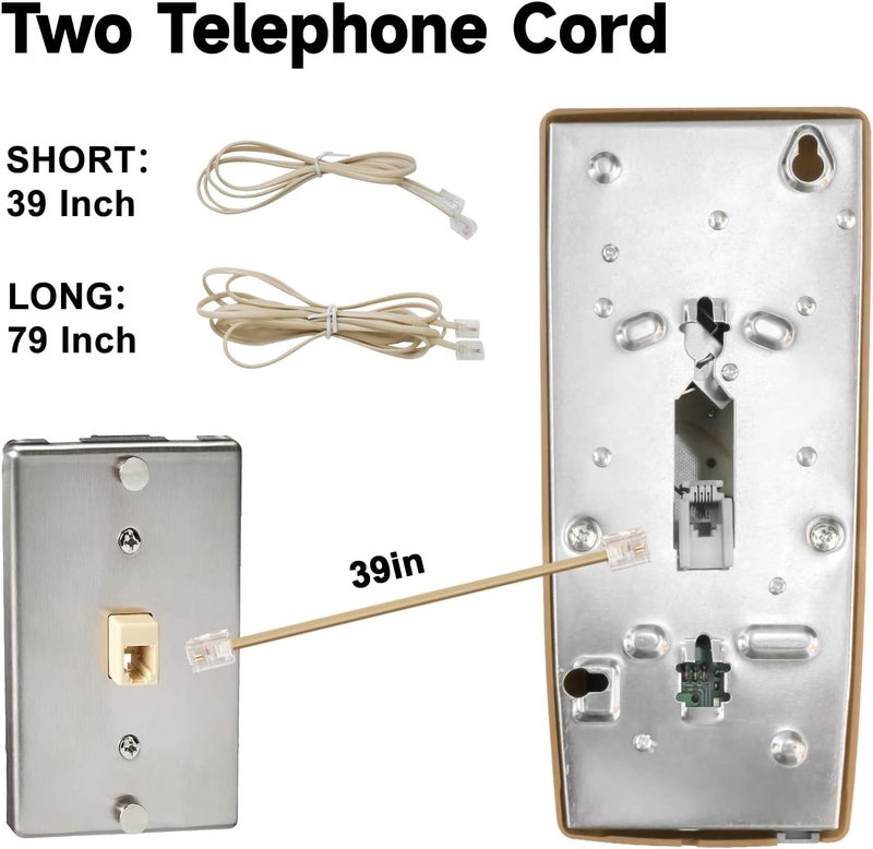 Aokpsrt Retro Wall Telephone with Mechanical Ringer Vintage Wall Phones for Landline Wall Mount with Adjustable Volume Old Fashioned Corded Phone for Kitchen Home School Office - Image 5